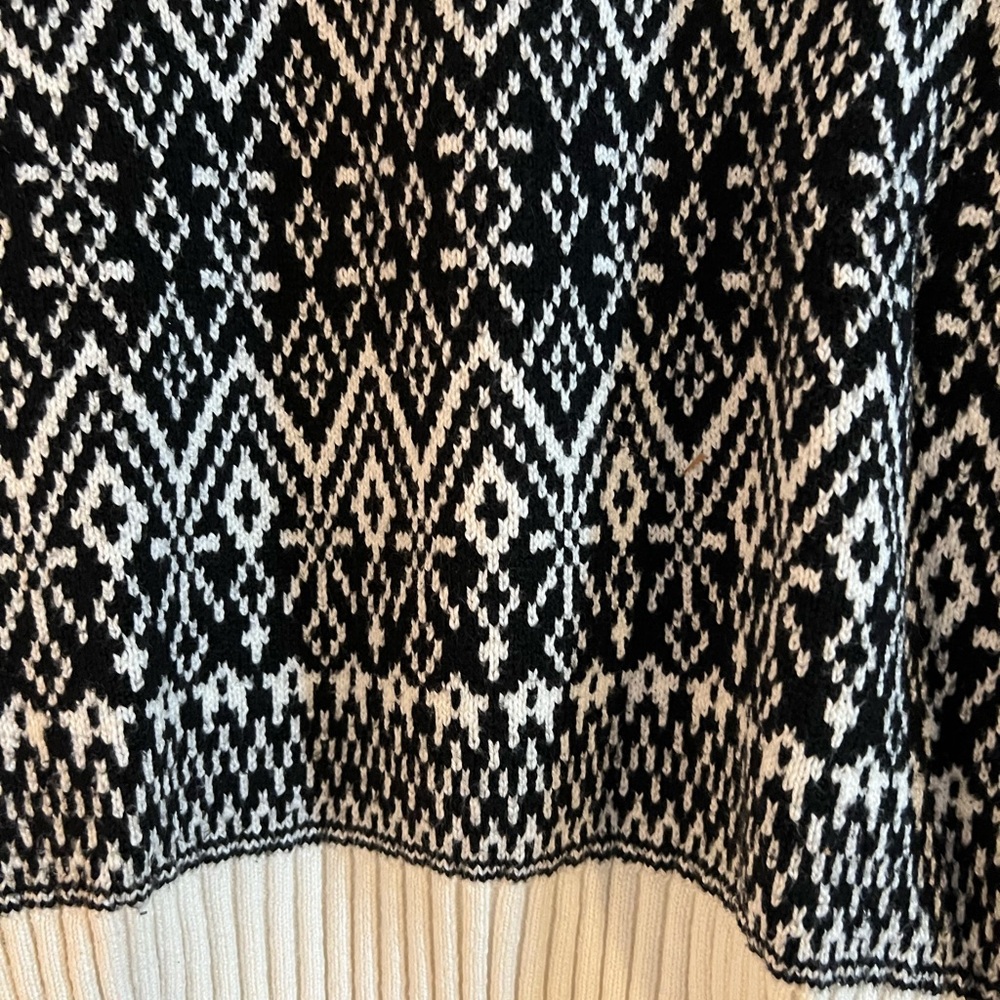 LOFT Fair Isle winter white and black sweater. Size XL. - Picture 2 of 9